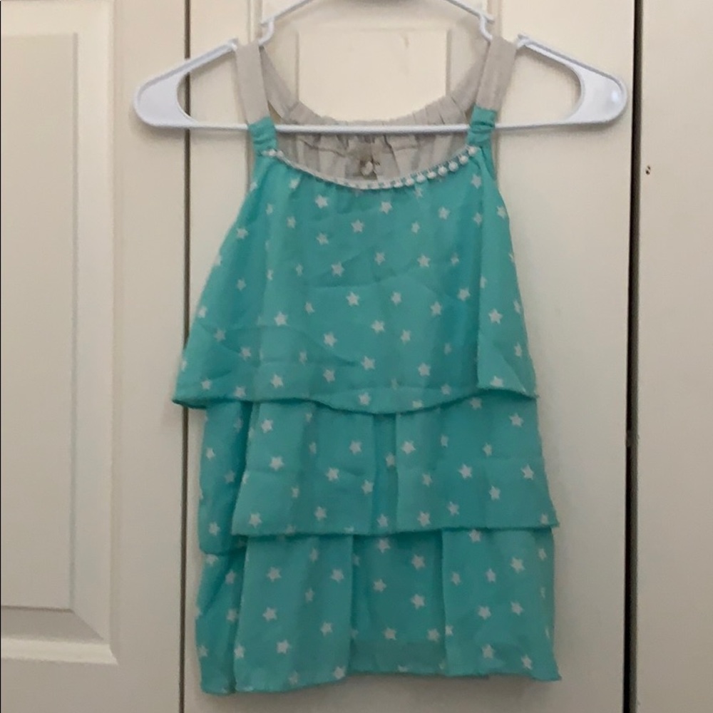 ruffled star designed tank top